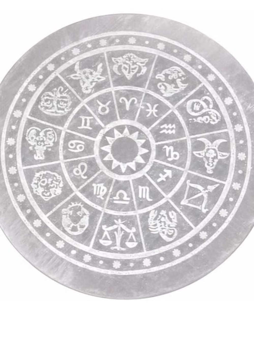Selenite Zodiac Charging Plate Round Crystal